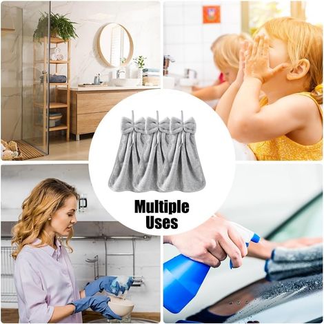Set Aus 3 Hängehandtüchern Aus Korallenfarbenem Velours-mikrofaser, Ultra-saugfähig, Weich Und Hübsch, Ideal Für Küche Und Badezimmer.