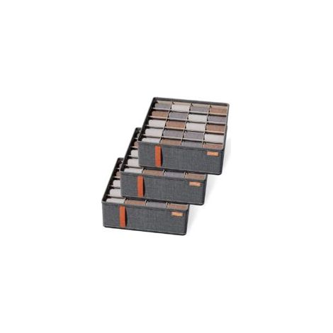 Set Aus 3 Sockenaufbewahrungsboxen Mit 20 Fächern, Schubladenorganizern, Aufbewahrungssystem Für Kleidung, Unterwäsche, Krawatten Und Socken.