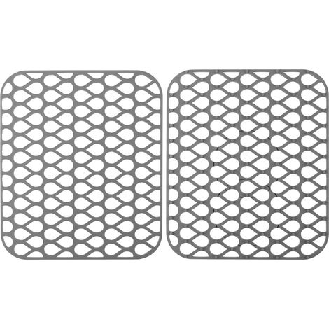 Set Mit 2 Silikon-spülbeckenschutzmatten – Hitzebeständig Und Rutschfest – Küchenspülbeckenmatte Mit Rückseitigem Abfluss (grau)
