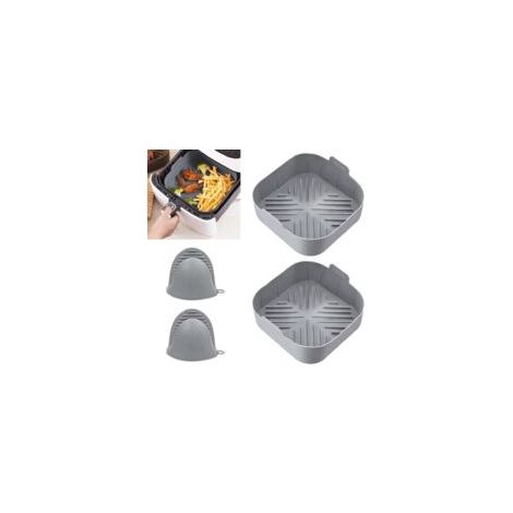 Set Mit 2 Silikonformen Für Heißluftfritteusen, Heißluftfritteusen-einlagen, 21 Cm Silikonpfanne, Silikon-backform, Heißluftfritteusenkorb, Antihaftkorb