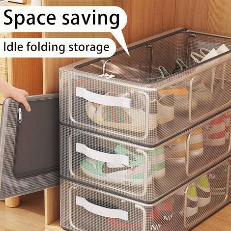Set Mit 2 Schuh-organizern, Aufbewahrungsboxen, Hut-organizer, Unterbett-aufbewahrungsboxen, Faltbare Und Stapelbare Aufbewahrungsbehälter Zur Aufbewahrung Von Schuhen, Kleidung Und Anderen Gegenständ