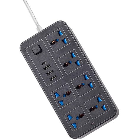 Steckdosenleiste, 6 Steckdosen, Überspannungsschutz Mit 3 Usb-anschlüssen, 1 Typ-c-anschluss, 1,8 M Verlängerungskabel, Kein Überspannungsschutz, Ein-/ausschalter, Kontrollleuchte, Für Studentenzimmer