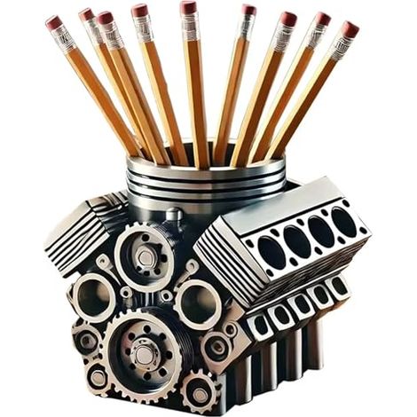 Stiftehalter In V8-motorform – Kreativer Schreibtisch-organizer Für Zuhause Oder Büro – Schreibtischdekoration Aus Kunstharz Mit Fächern Für Schreibwaren