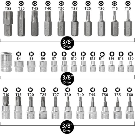Torx-steckschlüsselsatz, Männlich Und Weiblich, Handwerkzeug – 34-teilig, Torx-steckschlüsselsatz Für Den Manuellen Einsatz An Autos, Lkw, Maschinen Und Anderen Arbeiten, Mit Aufbewahrungskoffer