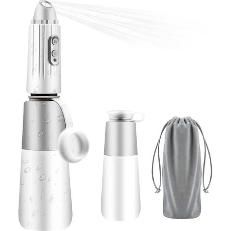 Tragbare Reise-bidetflasche – Mini-elektro-munddusche Mit Akku – Inkl. Reisetasche Und Usb-kabel – Für Die Persönliche Hygiene – Für Frauen, Männer, Babys Und Nach Der Geburt – Grau