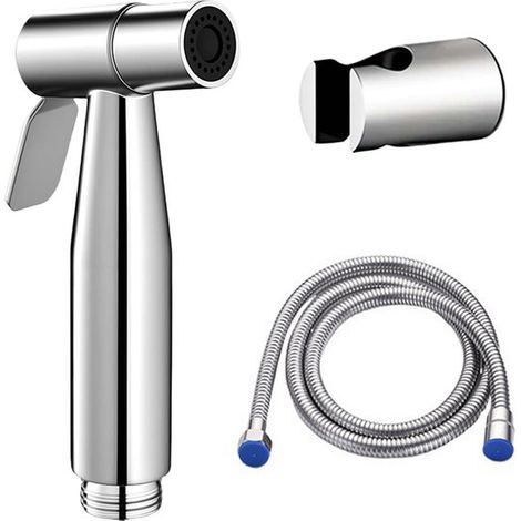 Tragbarer Bidet-duschkopf Aus Edelstahl – Mit 1,5 M Schlauch Und Montagehalterung – Silber – 12,3 X 5,6 X 150 Cm