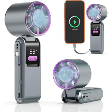 Tragbarer Turboventilator Mit Eiskühlung – Wiederaufladbar – Usb-anschluss – Mini-ventilator Für Den Persönlichen Gebrauch – Ideal Für Reisen, Outdoor-aktivitäten Und Das Büro