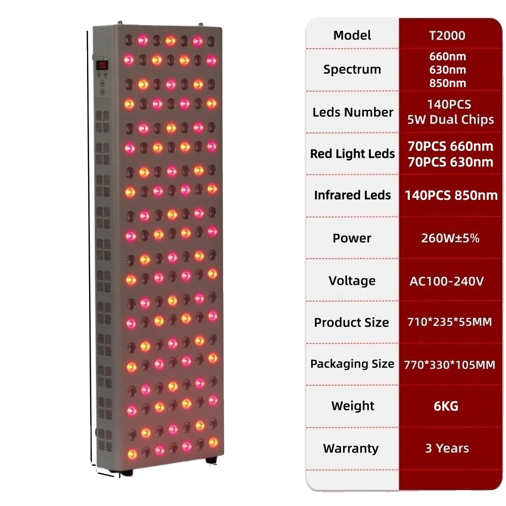 Led Rotlichttherapie-panel, Dual-chip-technologie, 660nm Nahinfrarottherapie, Vielseitige Hautbehandlung, T2000pro