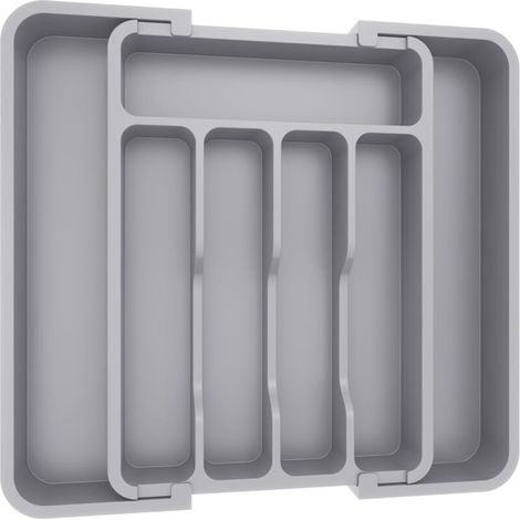 Verstellbarer Besteckschubladeneinsatz – Für Löffel, Gabeln Und Messer – 38 × 34 × 5 Cm, Grau