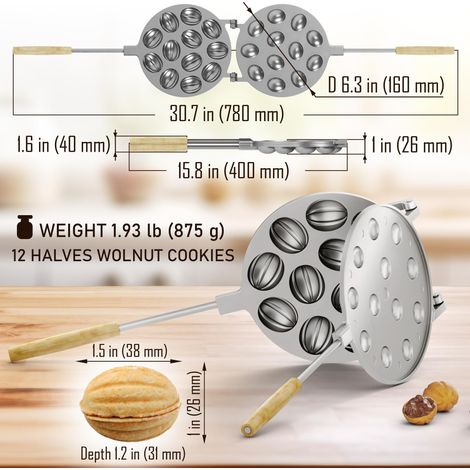 Walnuss-ausstechformen – 12 Stück – Walnuss-keksform – Backblech