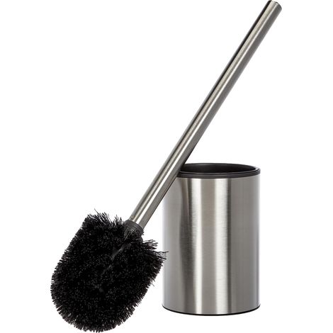 Wc-bürste, Edelstahl, Satiniertes Metallfinish, Inklusive Innenschale. Modernes Und Pflegeleichtes Design. Für Ein Hygienisches Badezimmer. Wc-bürste Mit Halter, 9 X 9 X 37 Cm.
