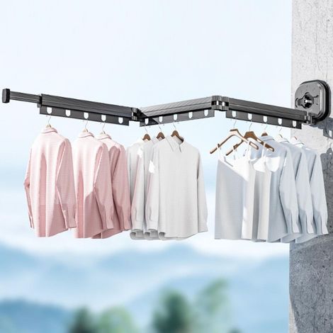 Wandmontierter Wäscheständer, Ausziehbares Design Für Den Innen- Und Außenbereich (grau, Dreiteilig)