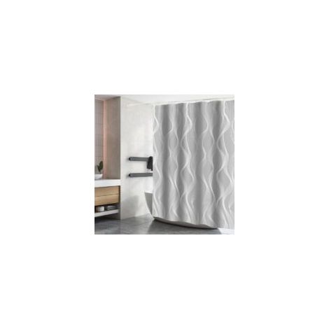 Wasserdichter Duschvorhang Aus Polyester, Maschinenwaschbar, Badezimmervorhang Mit 12 Haken, 200 X 200 Cm, Grau