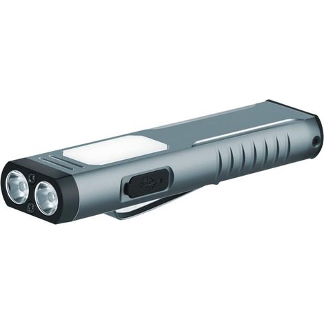 Wiederaufladbare Taschenlampe Mit Akustischem Signal, 7 Leuchtmodi, Ideal Für Outdoor-aktivitäten, Zuhause Und Arbeit – 1 Stück, Grau