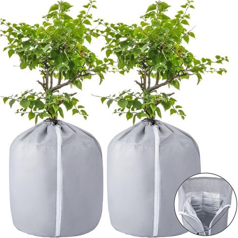 Winterschutz Für Blumentöpfe – Mit Kordelzug – Für Obstbäume Im Freien Etc. – 2 Stück, Grau, 45 × 50 Cm
