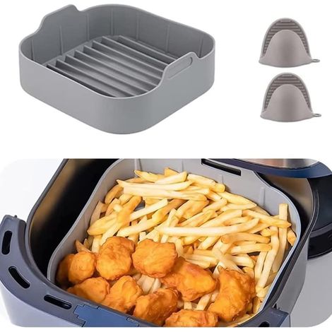 Zubehör Für Silikon-heißluftfritteusen: Wiederverwendbare Silikoneinsätze (7,6 Cm Durchmesser) Mit Handschuhen, Zange Und Isoliermatte. Set Mit 5 Wiederverwendbaren Silikon-heißluftfritteusenkörben.