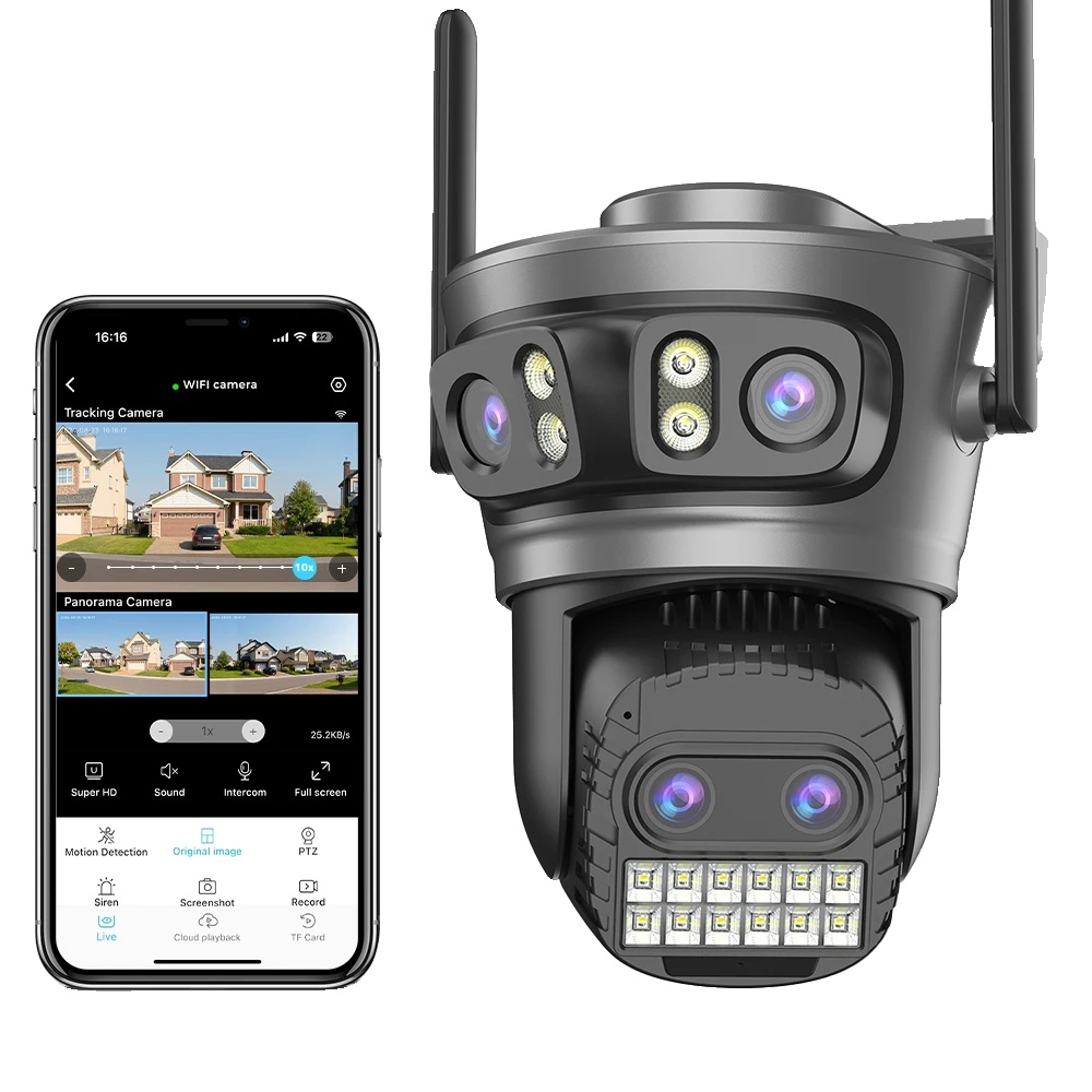 Sicherheitskamera, 20mp, Quad-linsen Nachtsicht, 20mp Keine Sd-karte, Eu-stecker-a