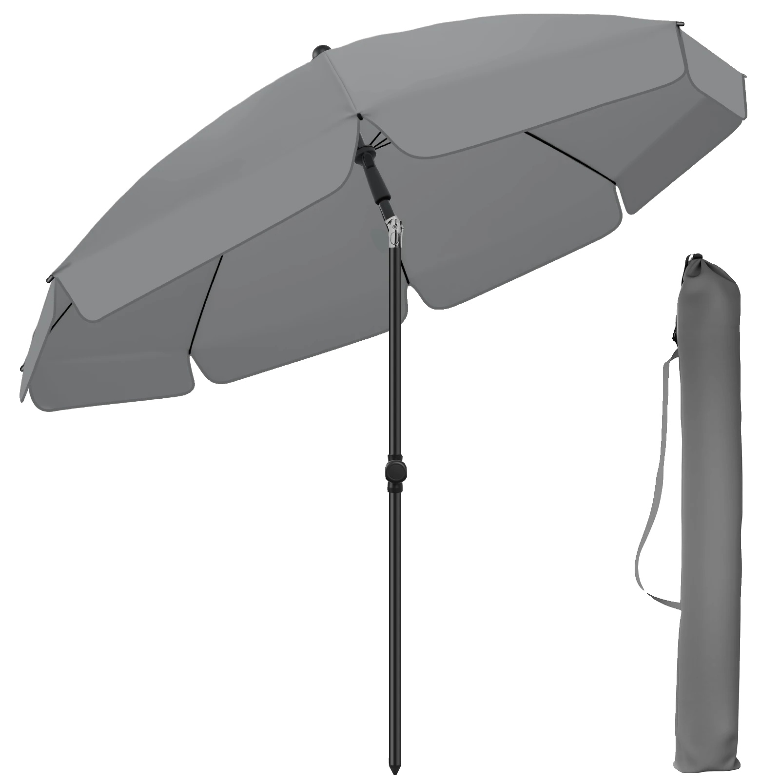 Regenschirm, Wetterbeständiger Stoff, Verstellbare Neigungsfunktion, Grau