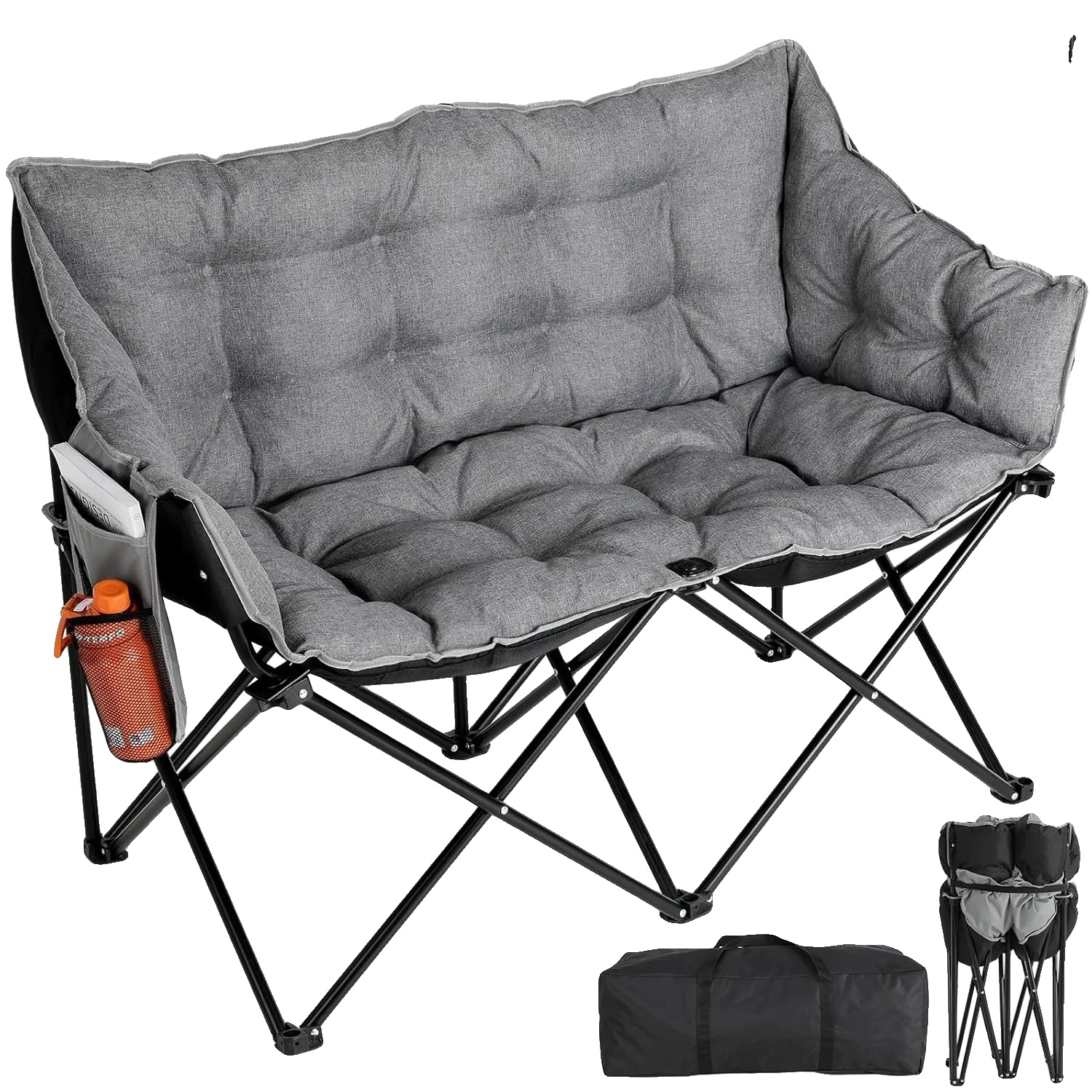 Campingstuhl, Doppelsitz, Klappdesign, Grau 1 Stück Stühle