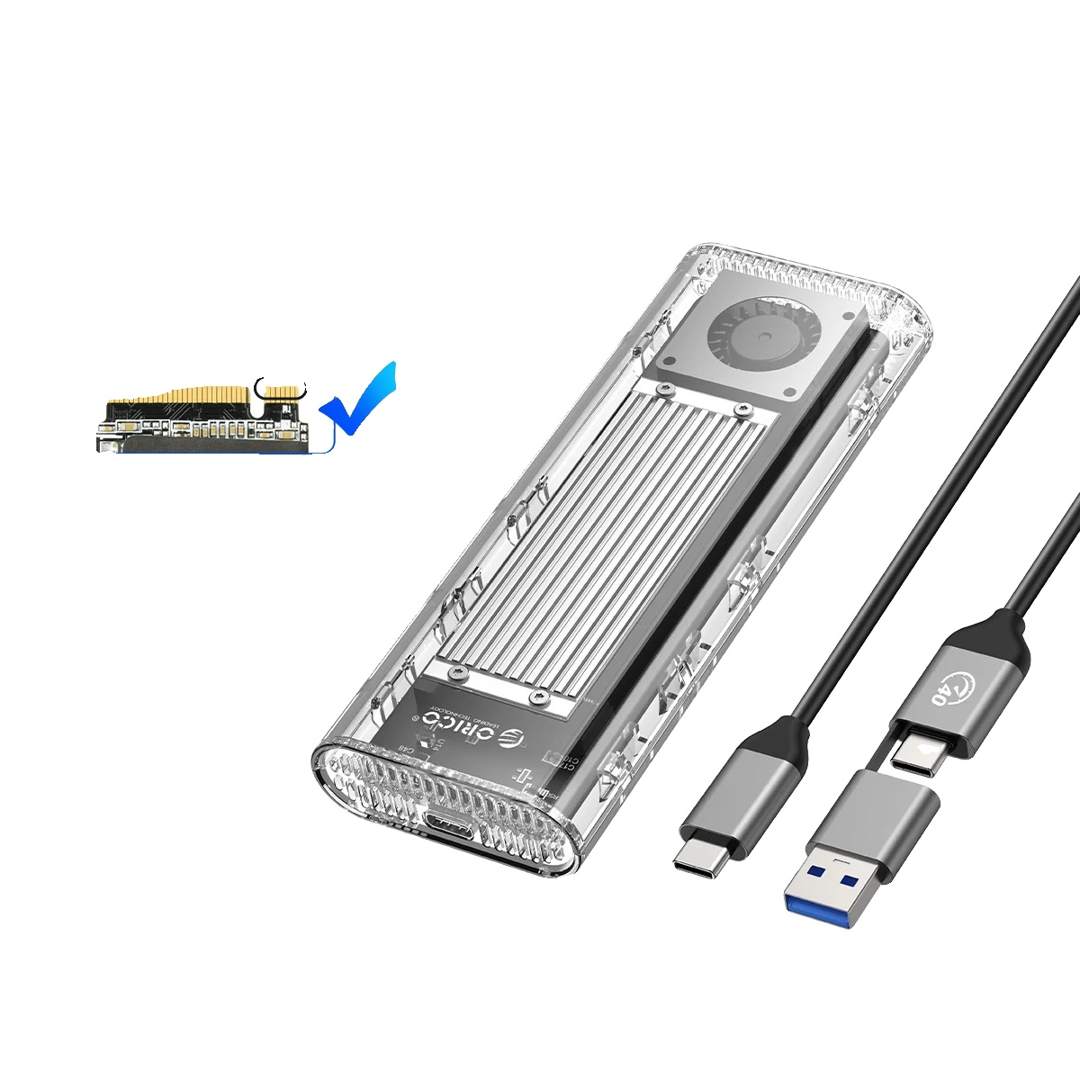Usb4 M.2 Nvme Ssd-gehäuse, 40 Gbps Übertragungsrate, Integrierter Kühlventilator, Mit Fan Silber