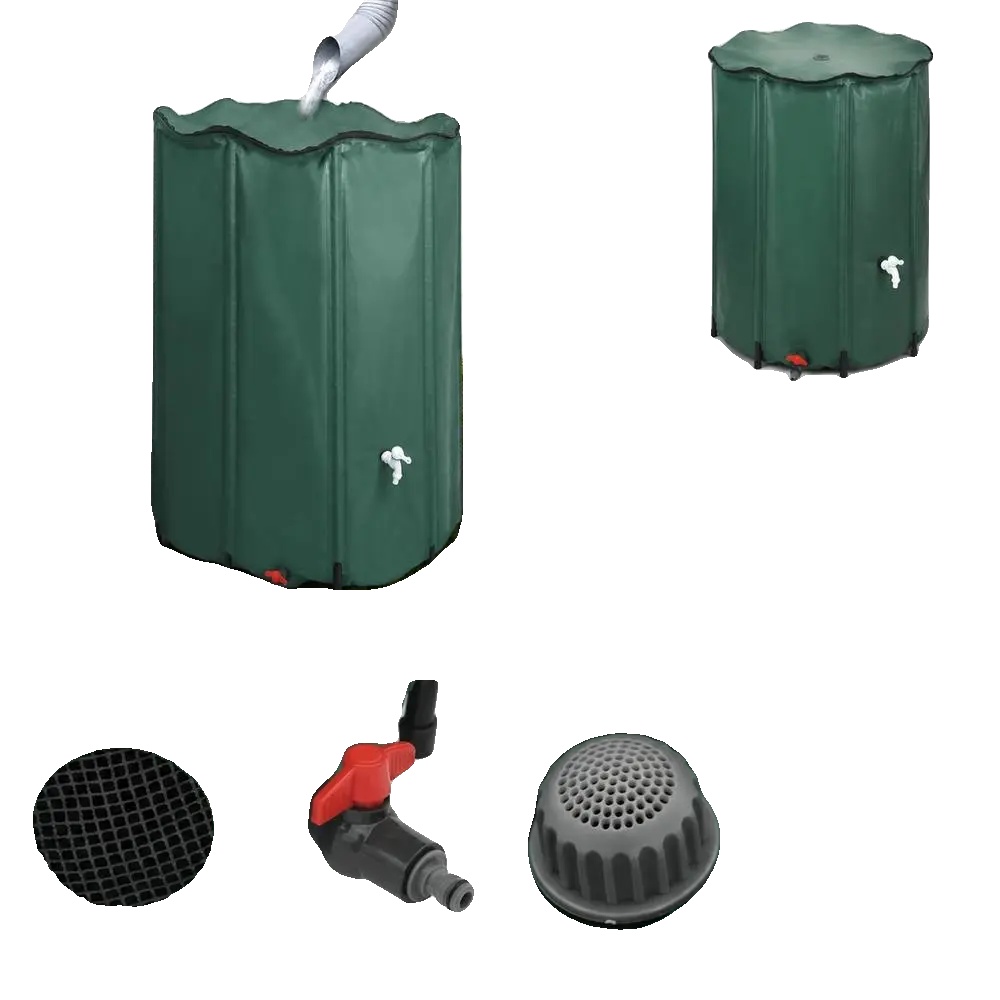 Regenwassersammelbehälter, Pvc-rahmen, Große Kapazität 1350l, Grün