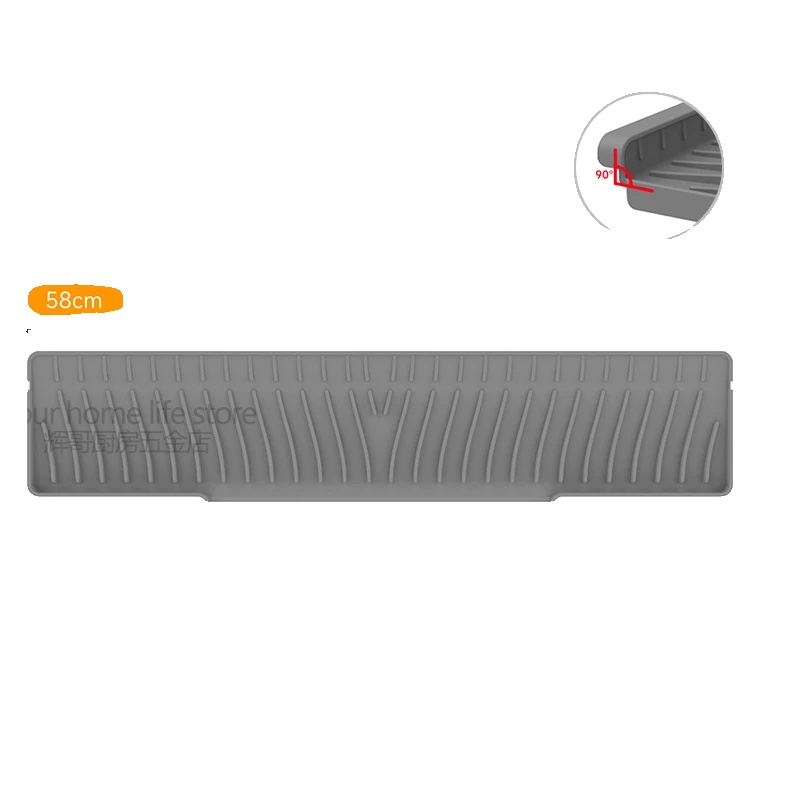 Spüle Spritzschutz, Multitasking-matte, Umweltfreundliches Silikon, Grau L58w12.5cm, Silikon-a