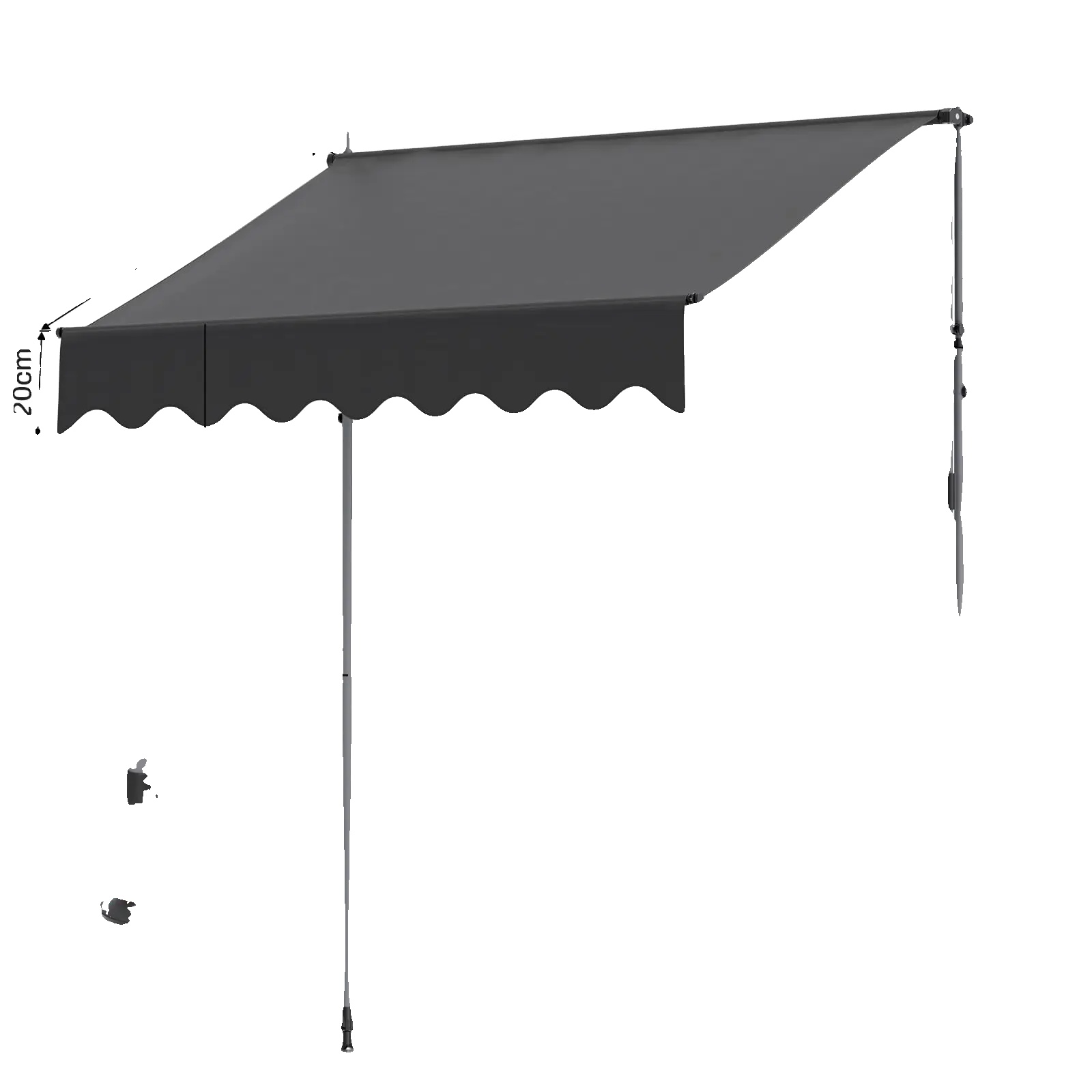 Markisen, Verstellbare Höhe, Wasserdichtes Design, Grau 3.5x1.2m