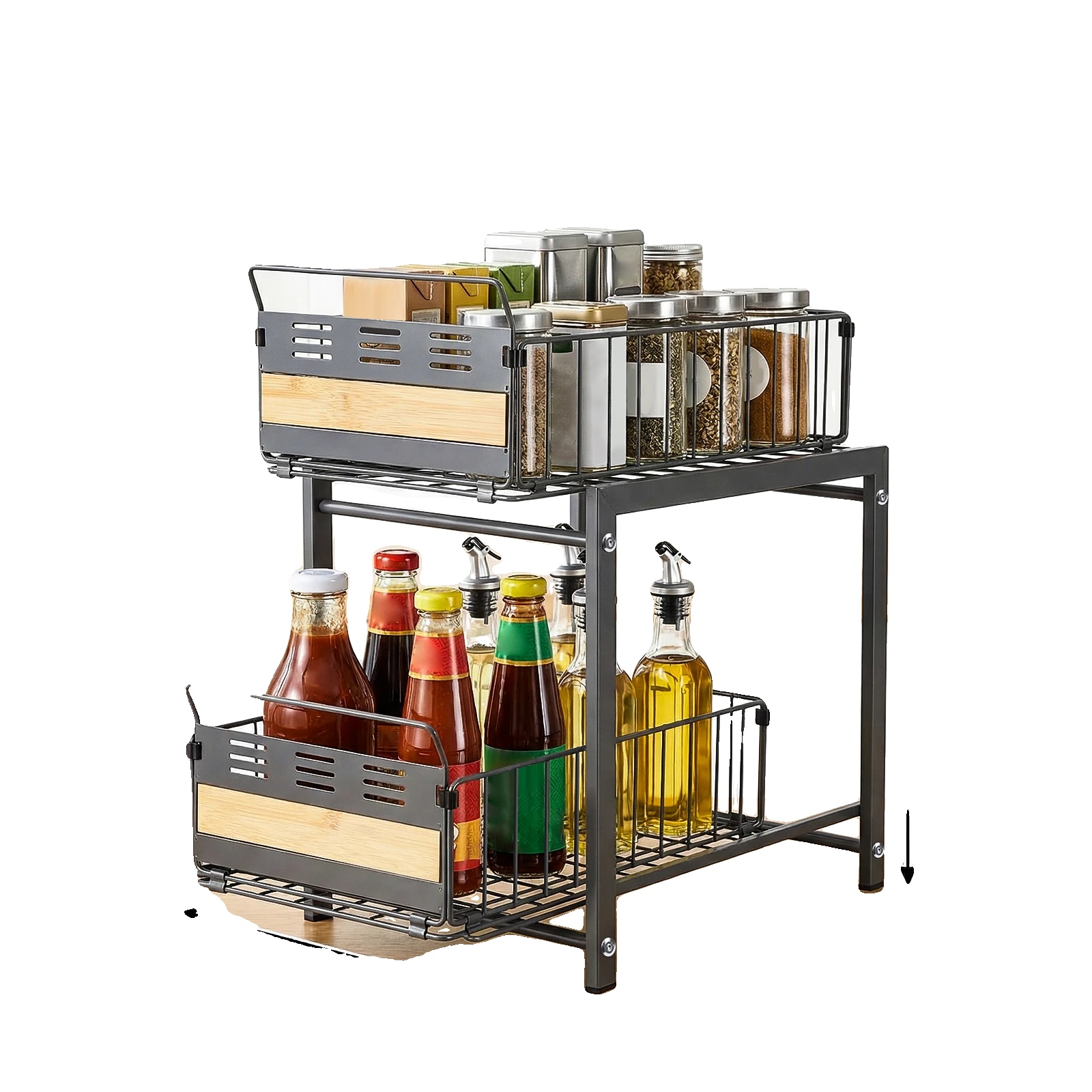 Lagerregal, Ausziehbares Design, Robuste Konstruktion, Grau, 2-stufig