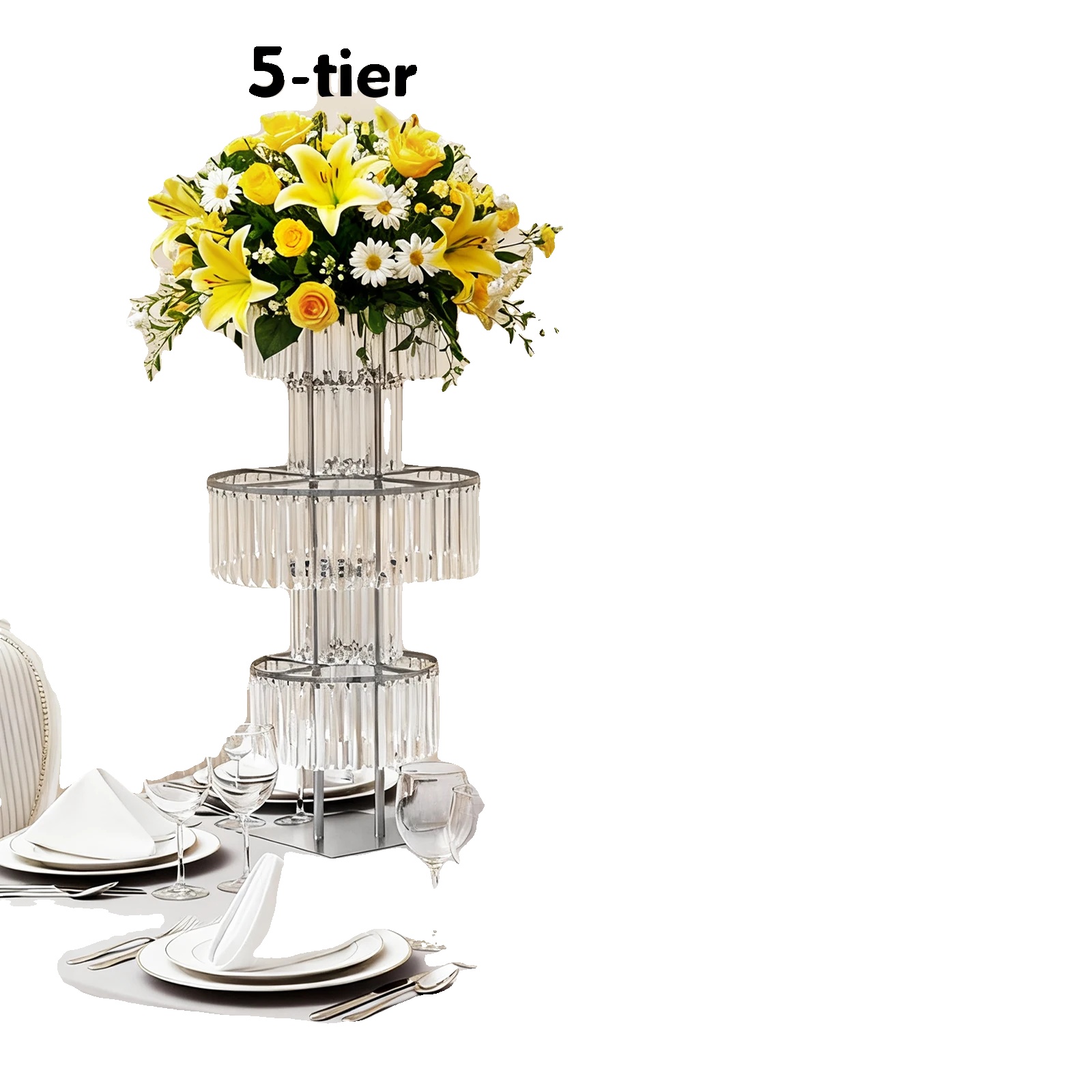 Blumenstand, 5 Etagen, Grundgröße 3030cm, Höhe 110cm, Durchmesser Des Runden Blumenhalters 20cm/35cm/50cm, Nettogewicht 6,18kg