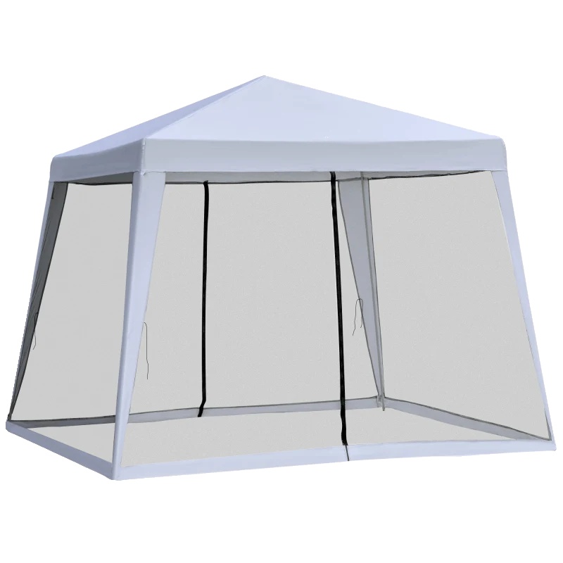 Gartenpavillon, 3x3 Meter, Wasserabweisendes 160 G/m² Polyester, Durchgangshöhe: 198 Cm, Pulverbeschichteter Metallrahmen, Inklusive Moskitonetze