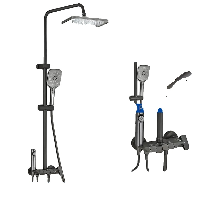 Duscharmatur Set, Modernes Design, Einfache Installation, Grau A1