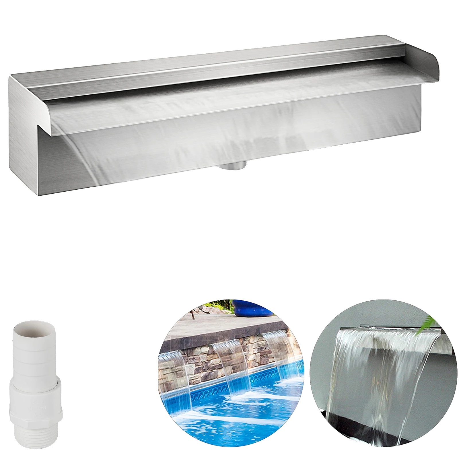 Wasserfallbrunnen, Langlebiger Edelstahl, Einfache Diy-installation, Silber