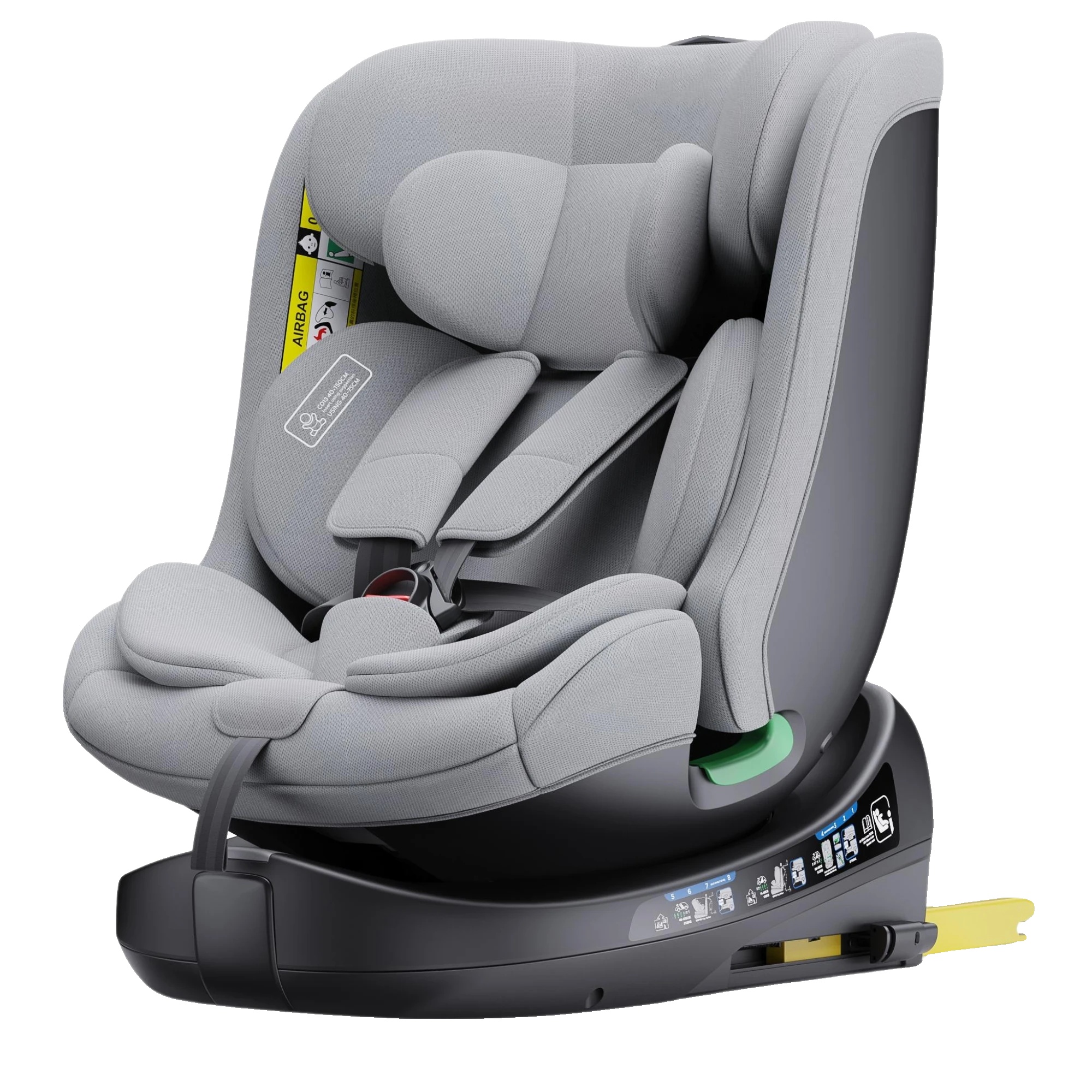 Kindersitz, 360° Drehung, Isofix-installation, Grau