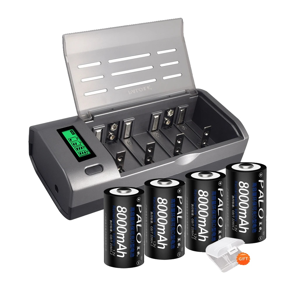 Wiederaufladbares Batterien-set, Hohe Kapazität 8000mah, Intelligentes Ladegerät Enthalten, 4 Batterien 1 Ladegerät