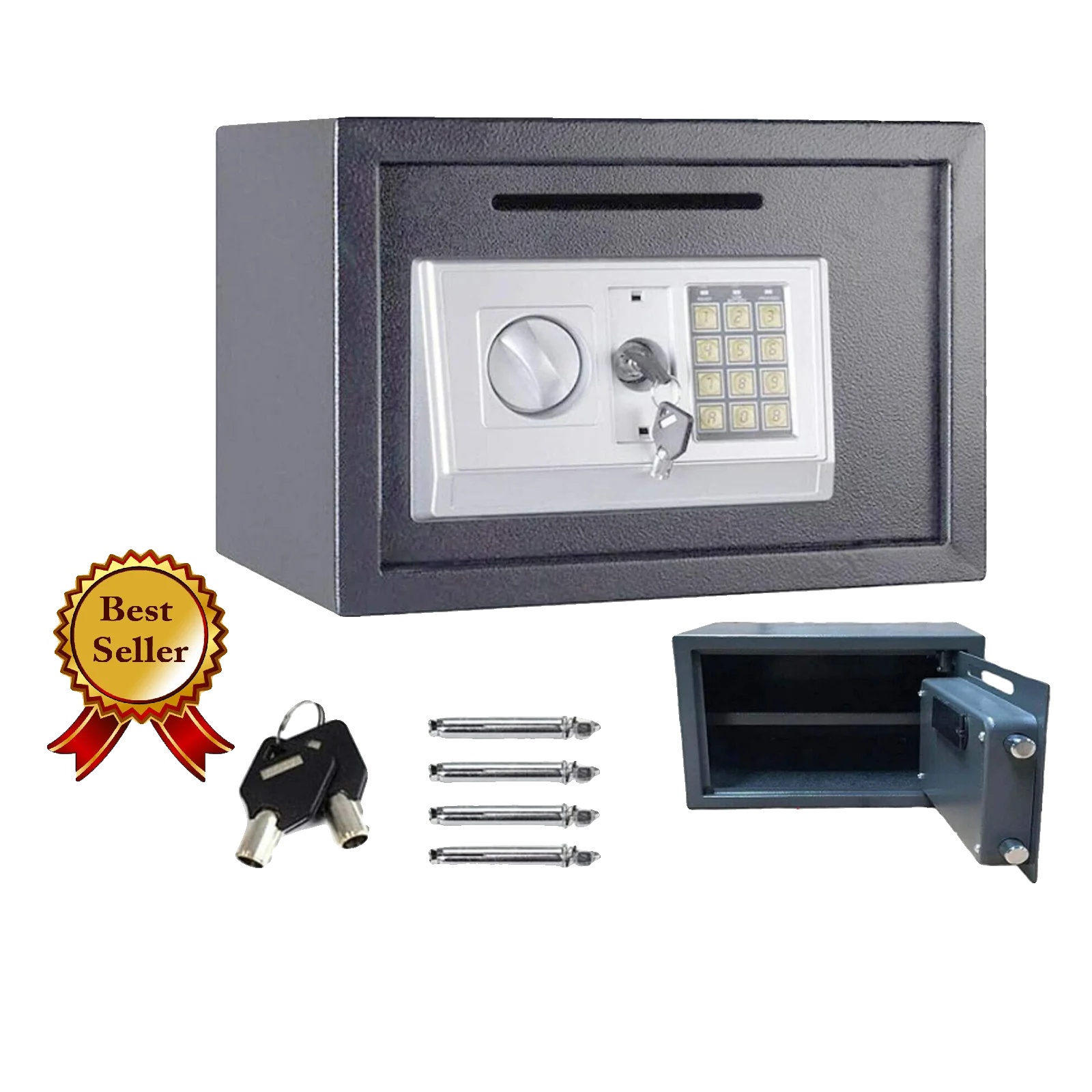 Elektronischer Digitaler Safe, Große Kapazität, Sicherer Verschlussmechanismus, 16l(35x25x25cm)grau