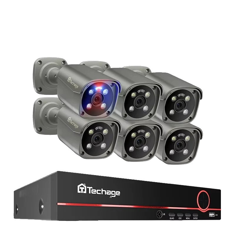 Cctv-sicherheitsystem, Ki-bewegungserkennung, Gegensprechsystem, 8ch 6stk 8mp Kamera, Keine