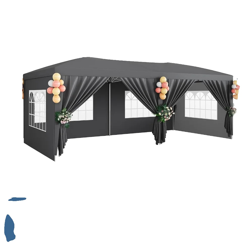 Pavillon, Wasserdichtes Gewebe, Abnehmbare Seitenwände, Grau