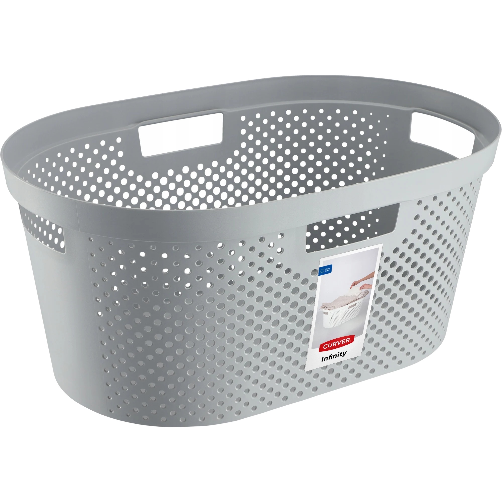 Wäschekorb, Geräumiges Design, Praktische Griffe, Grau