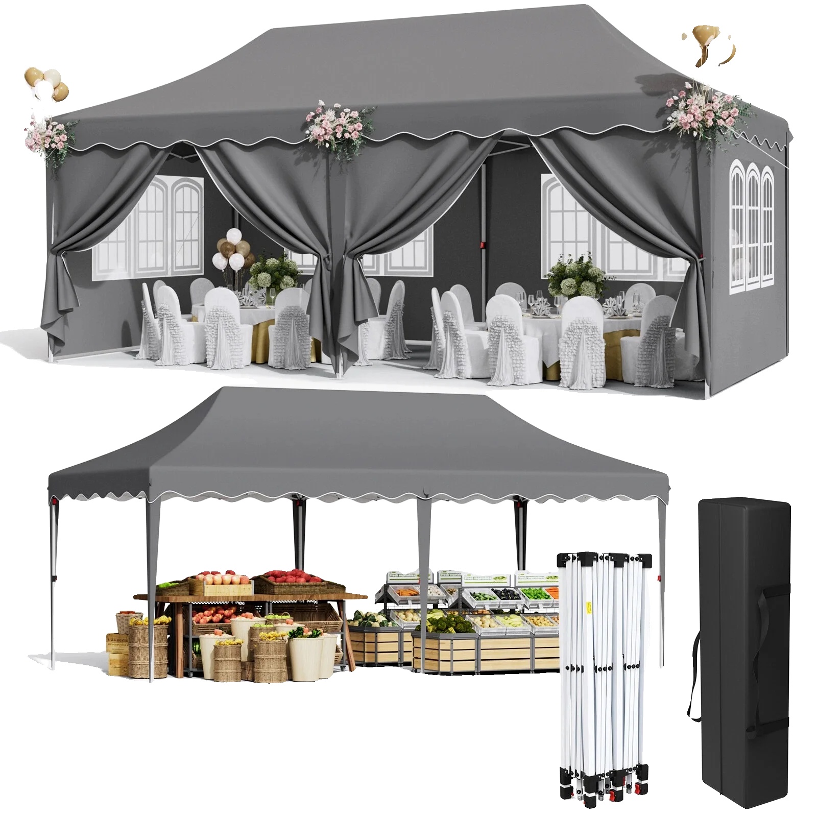 Pavillon, Wasserdichtes Design, Uv-schutz, Grau