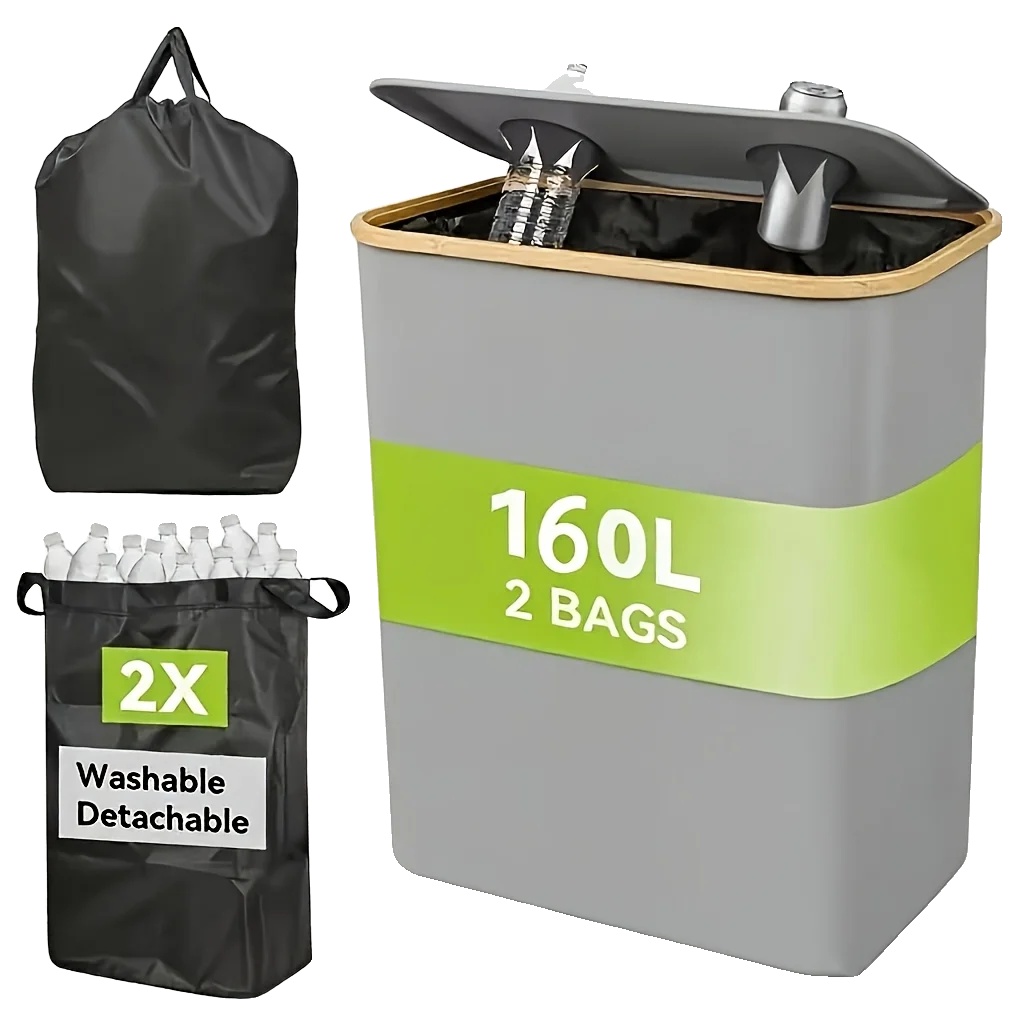 Lagerbehälter, 160l Kapazität, Einschließlich 2 Abnehmbarer Taschen, Grau, 160l