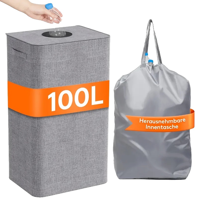 Recyclingbehälter, 100l Kapazität, Faltbares Design, Grau