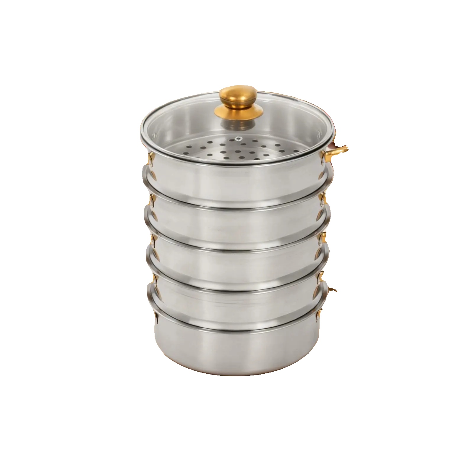 Edelstahl-dampfer, 28 Cm Durchmesser, 5 Etagen, 7l Kapazität, Geeignet Für Gas- Und Induktionsherde, 2,34 Kg Bruttogewicht