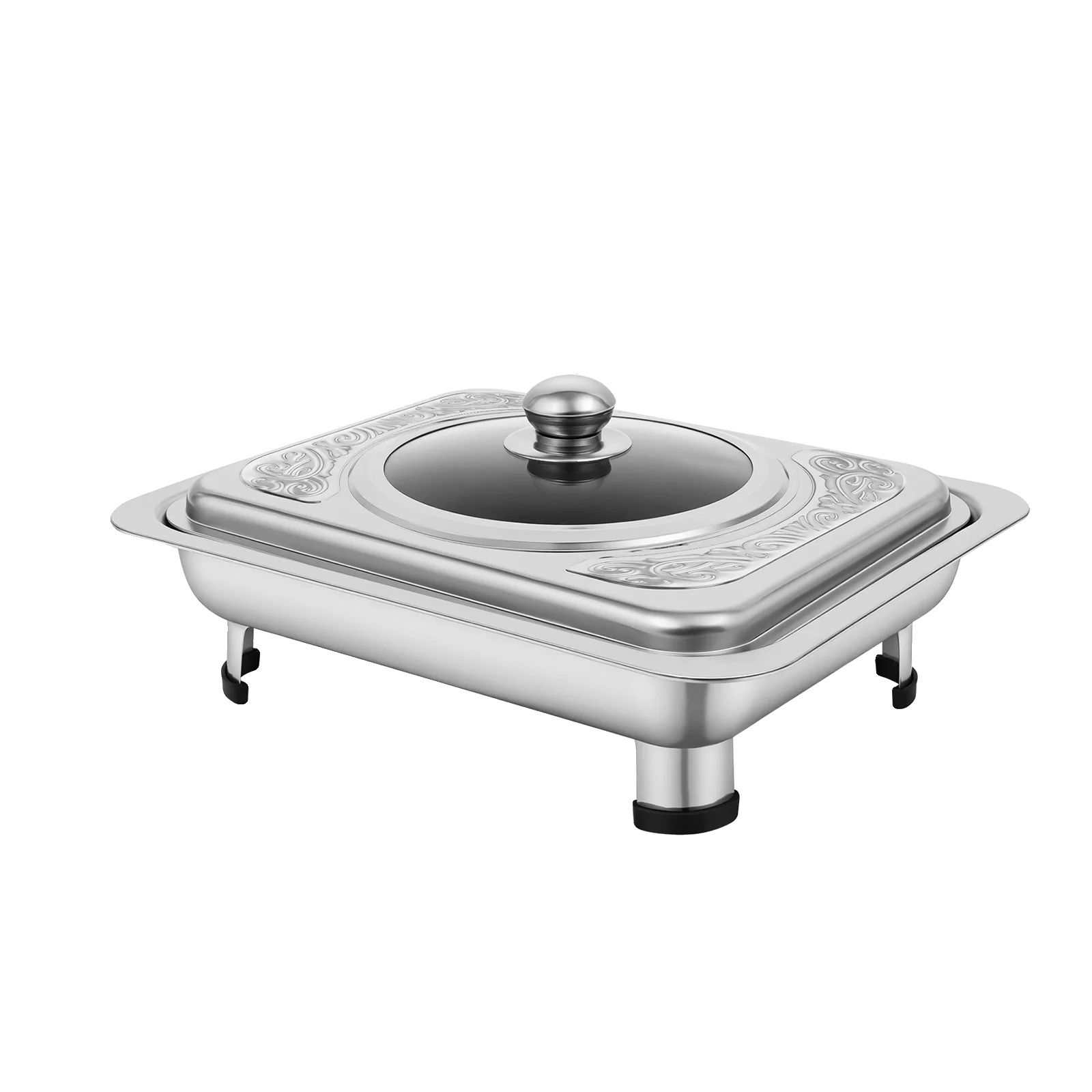 Chafing Dish Set, Edelstahl, Rechteckiges Design, Silber
