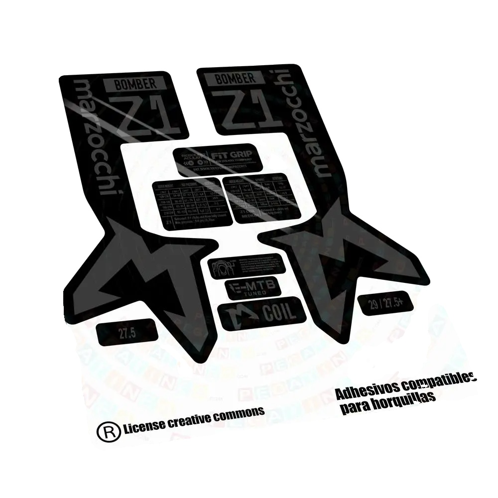 Aufkleber, Hochwertiges Vinyl, Kompatibel Mit Marzocchi Bomber Z1 2024, Grau 073