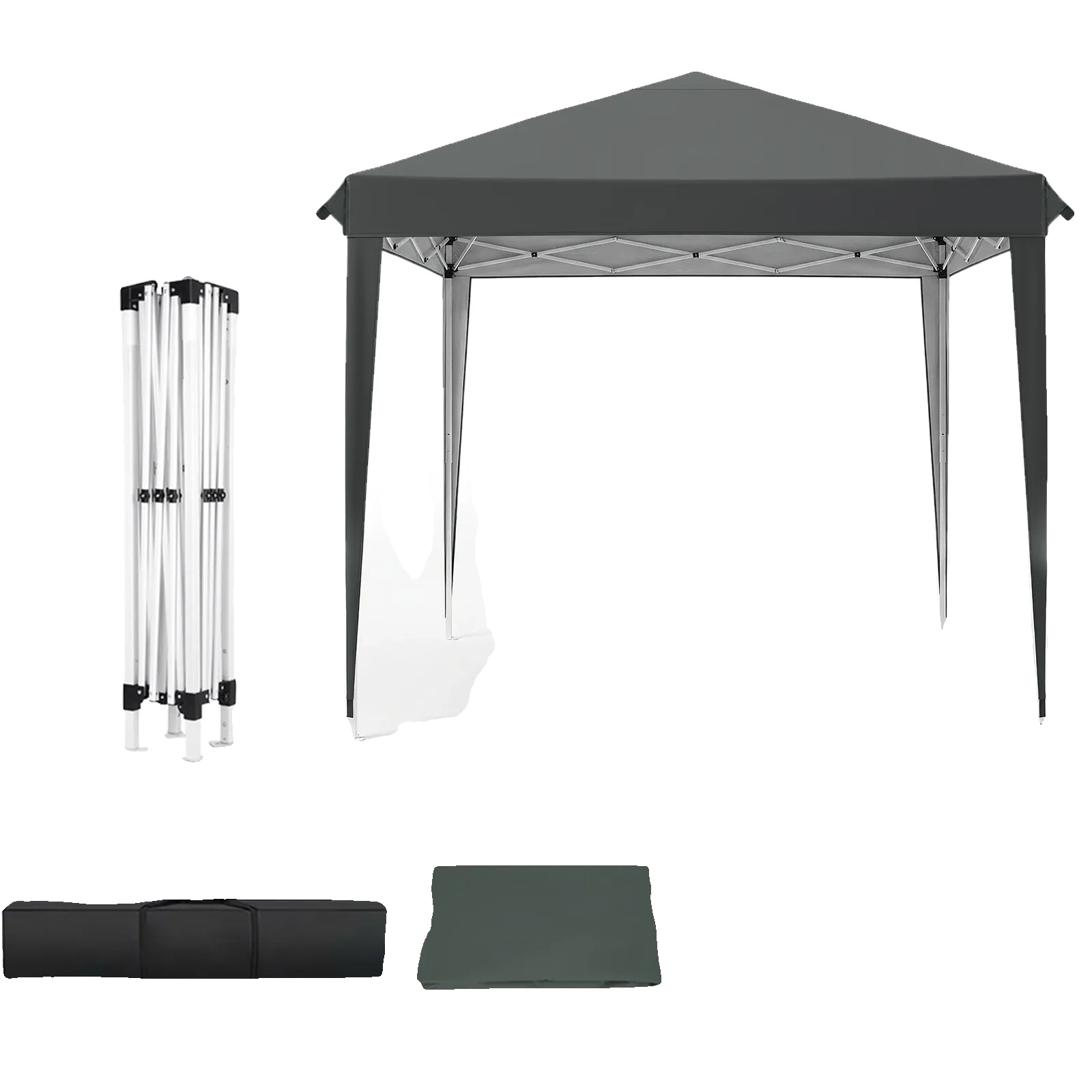Pavillon, Höhenverstellbar, Uv-schutzbeschichtetes Dach, Grau-3x3meter