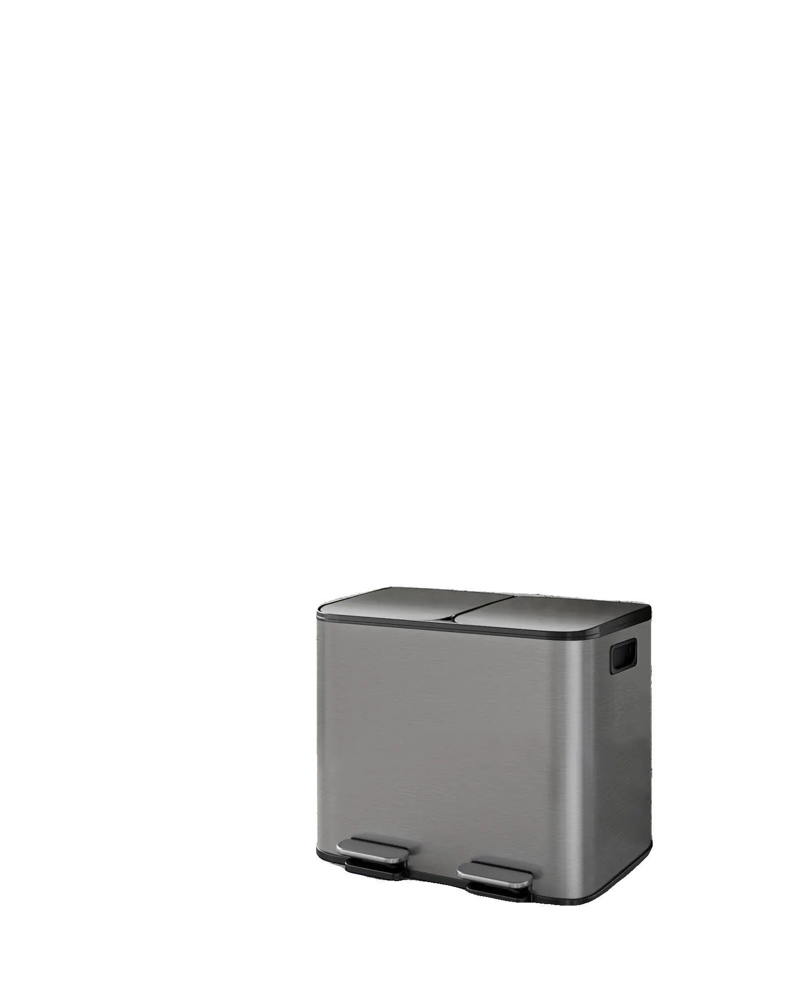 Mülltonne, Edelstahl, 2 Fächer, 41,7 Cm X 36,5 Cm X 44 Cm, Soft-close Deckel, Rutschfeste Füße