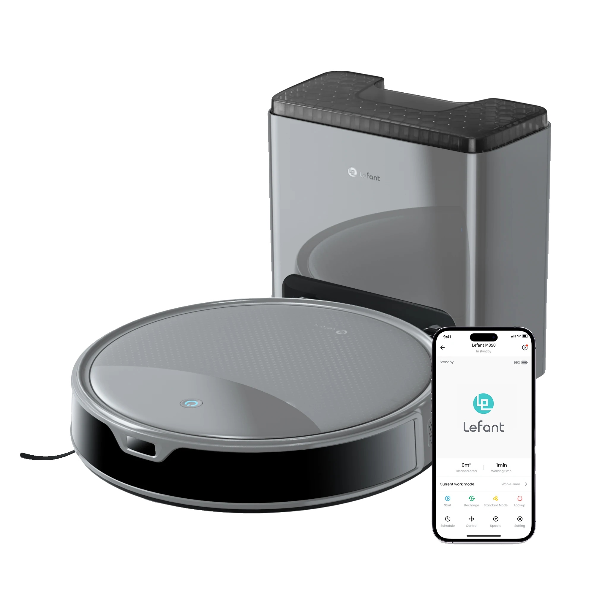 Robotersauger, 10000 Pa Saugkraft, Hepa-filter, M350 Max-grau