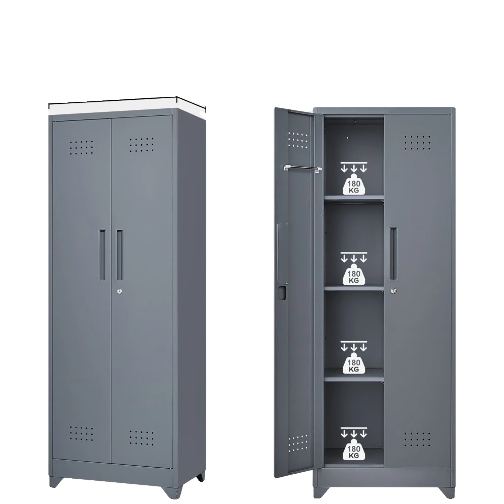 Aufbewahrungsschrank, Verstellbare Regale, Modernes Design, 15,75 X 15,75 X 64,96 Cm, Grau 2 Türen