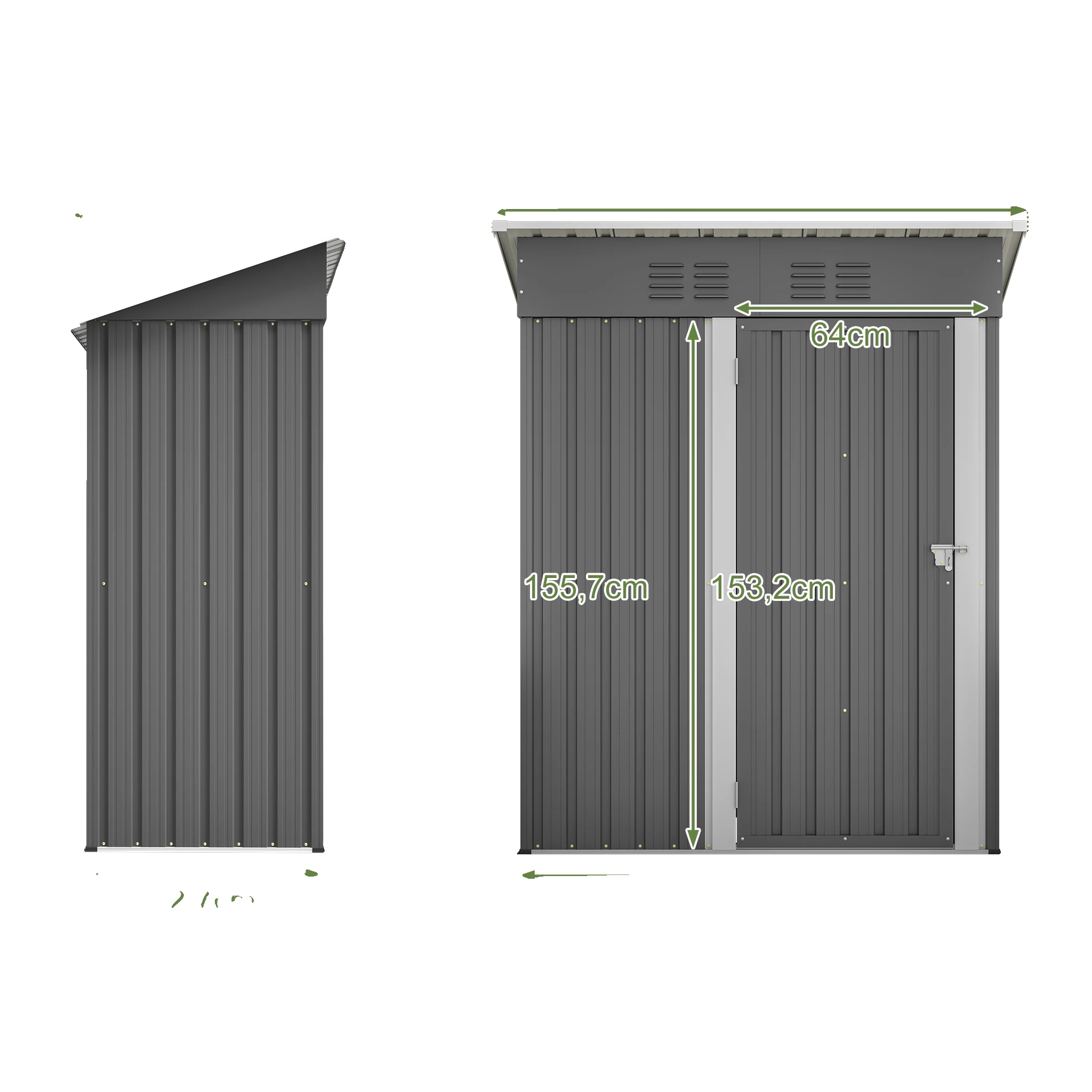 Gartenlagerhaus, Abschließbare Tür, Wetterbeständiges Design, Grau