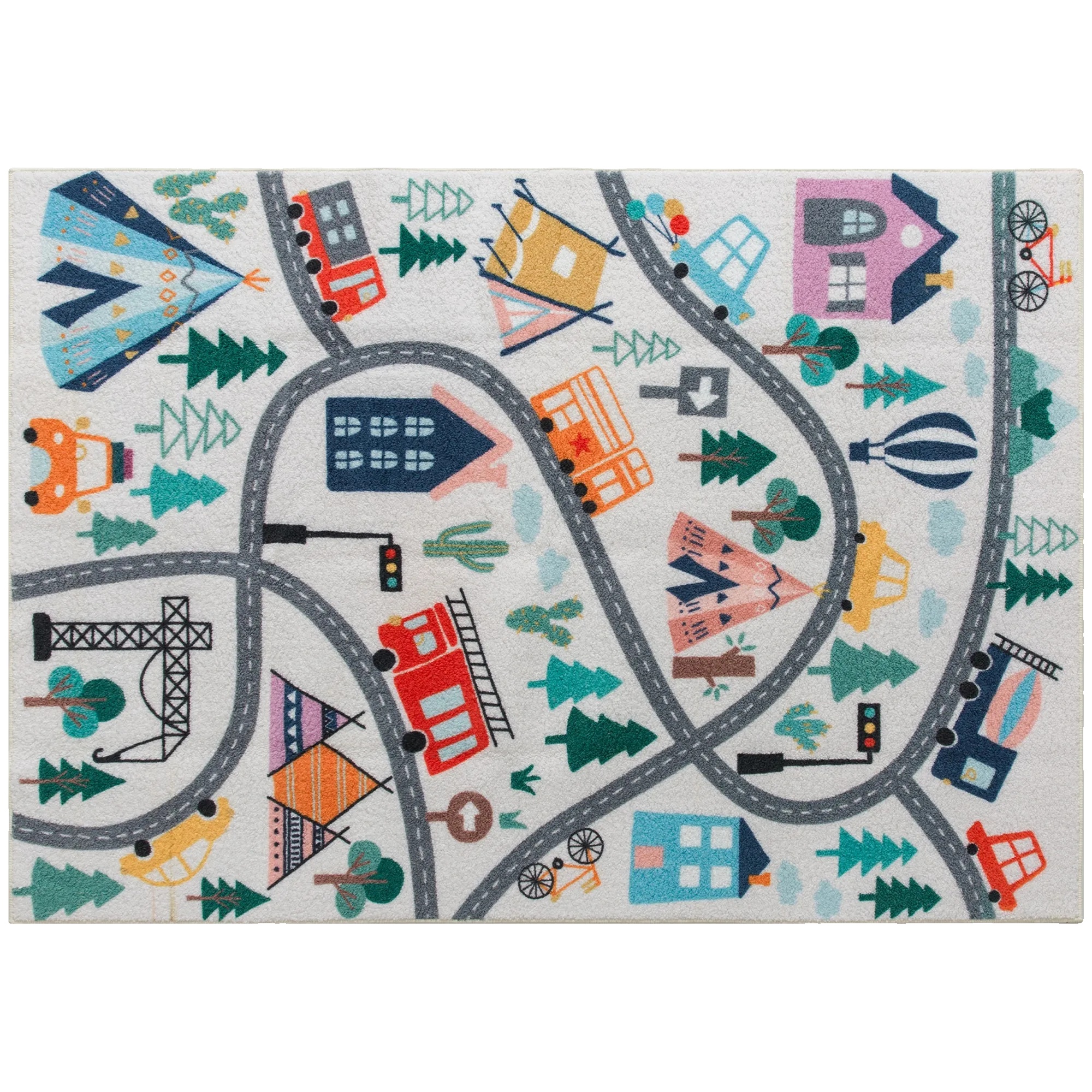 Teppich, Cartoon Stadtstraße Muster, Weiches Rutschfestes Design, Multi